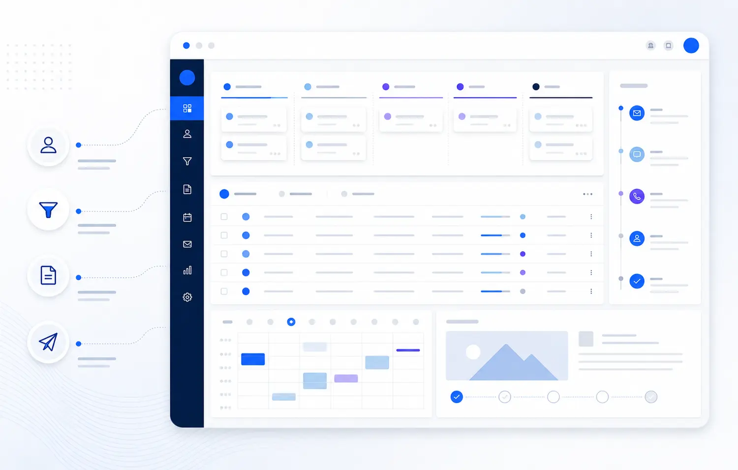 Structured enterprise website and lead-management workflow visualization